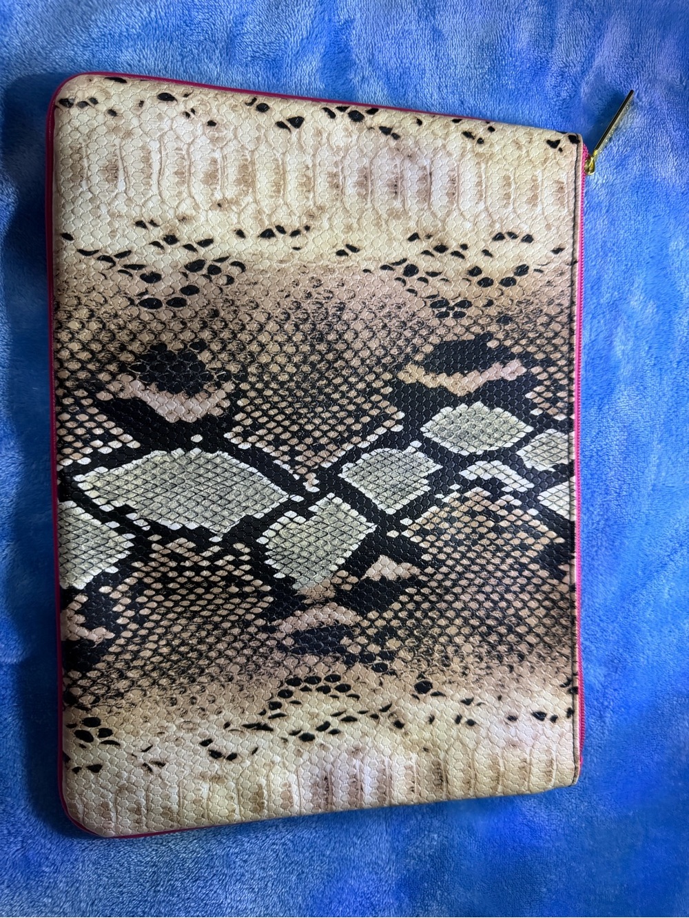 Estee Lauder Beige and Pink Snake-Print Large Makeup/Accessory Pouch